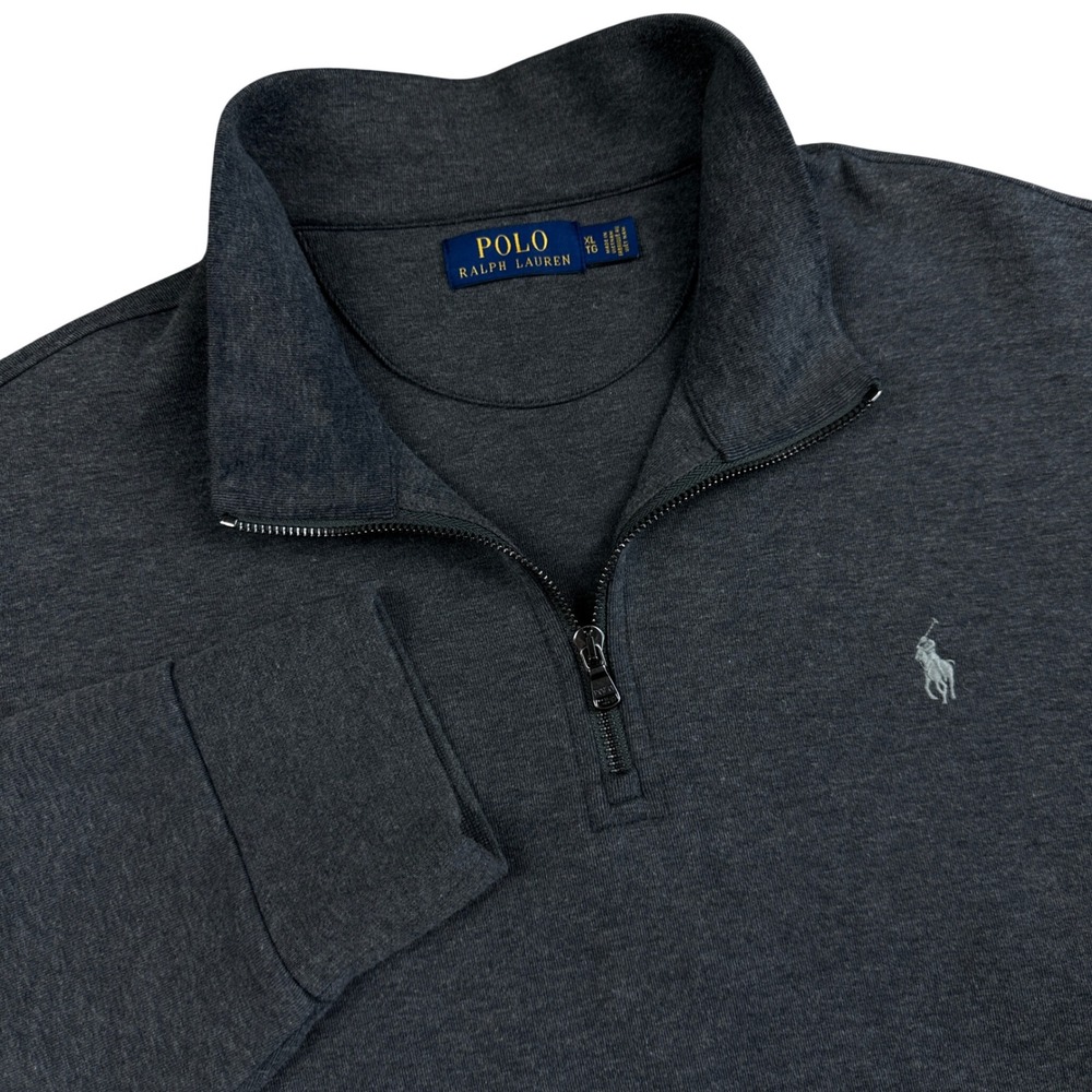 Polo Ralph Lauren Quarter Zip Pullover Sweater Mens XL Charcoal Gray Mock Neck